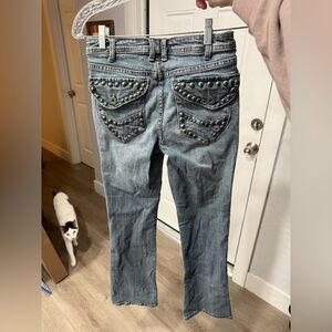 American Vintage Studded Light Blue Boot Cut Jeans low rise